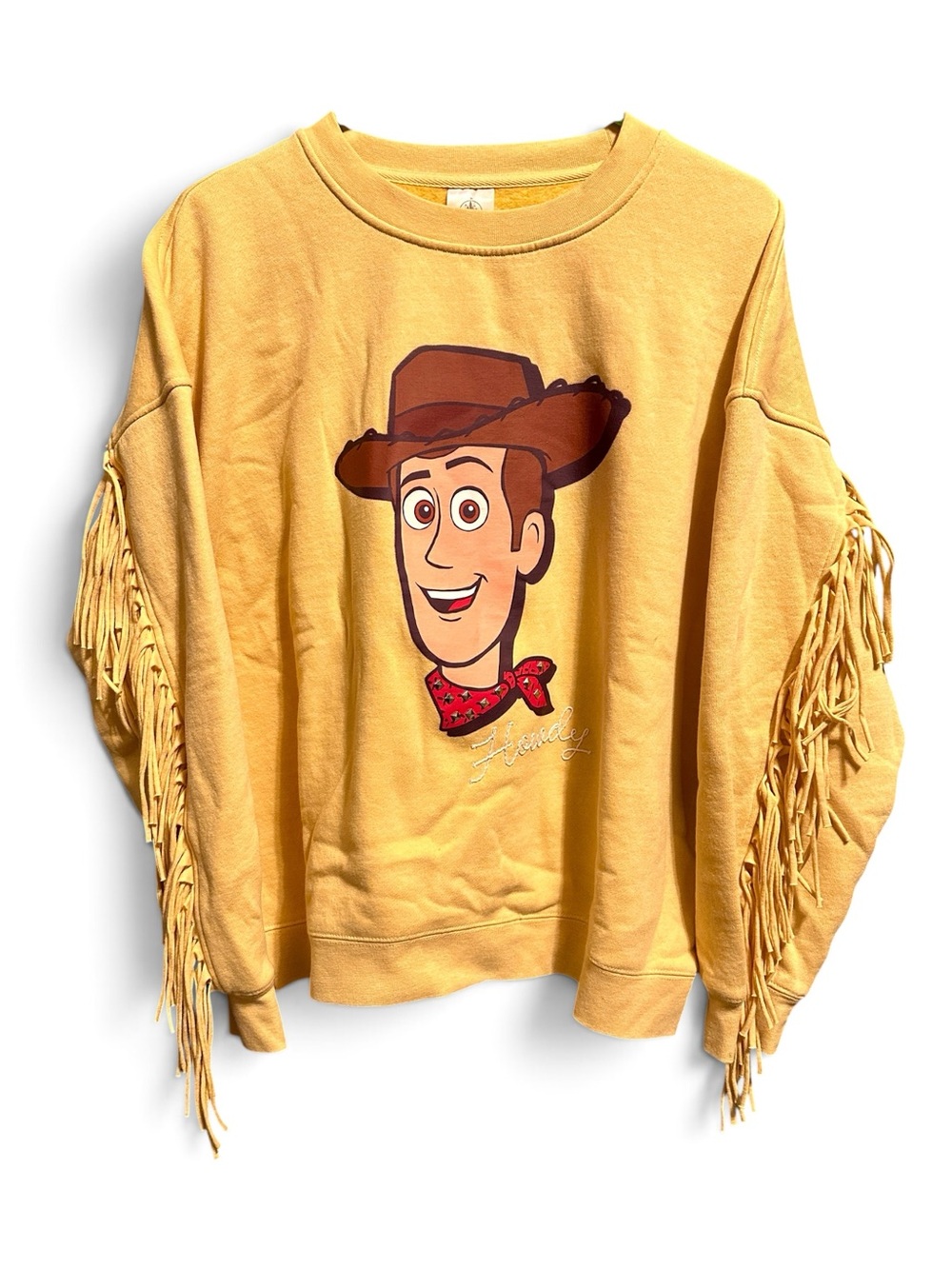 Disney Yellow Woody Fringe Crewneck Sweatshirt - Men Sweaters
